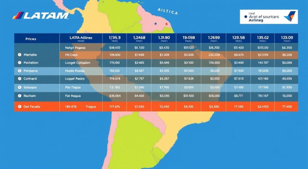 tabela de preços LATAM